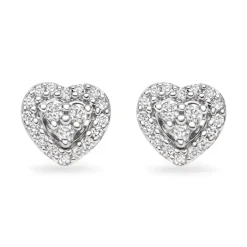 Beaverbrooks 9ct White Gold Diamond Heart Stud Earrings