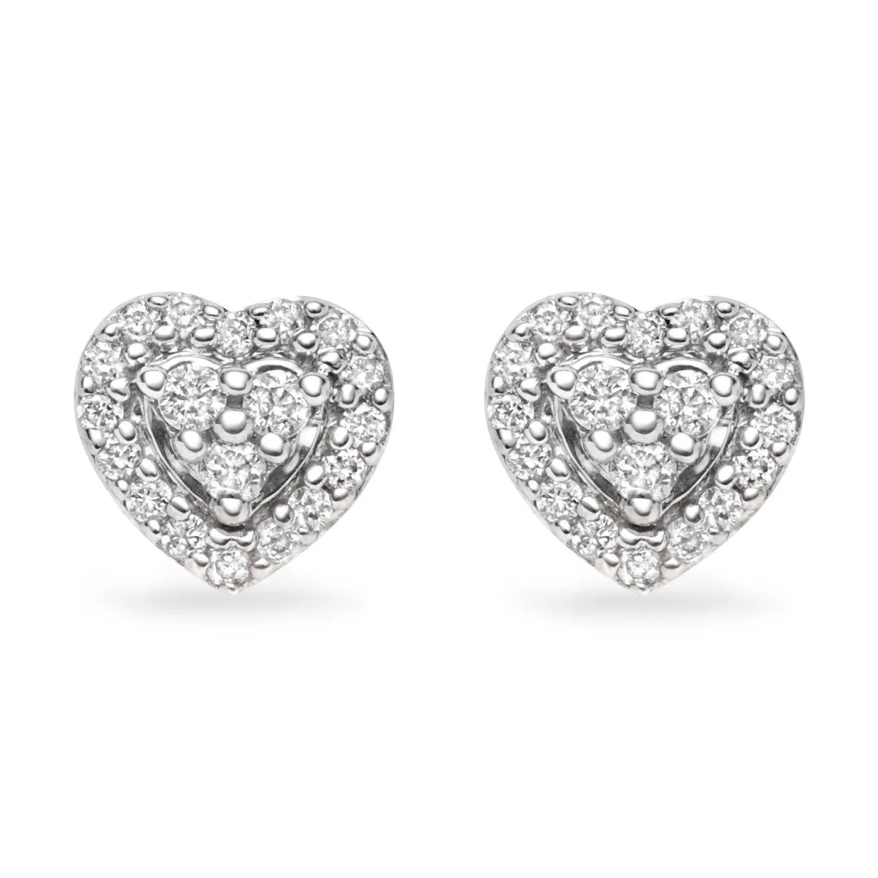Beaverbrooks 9ct White Gold Diamond Heart Stud Earrings
