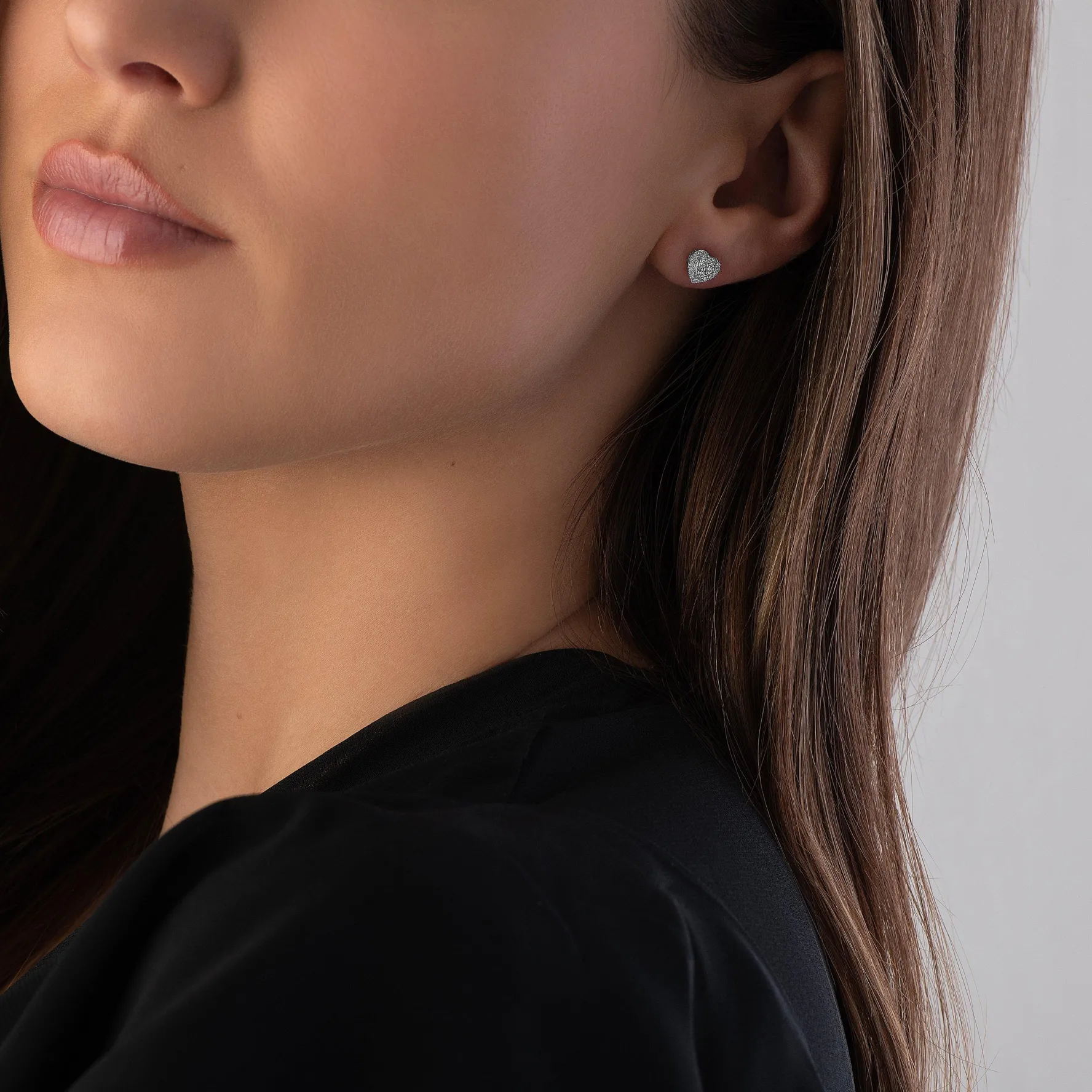 Beaverbrooks 9ct White Gold Diamond Heart Stud Earrings