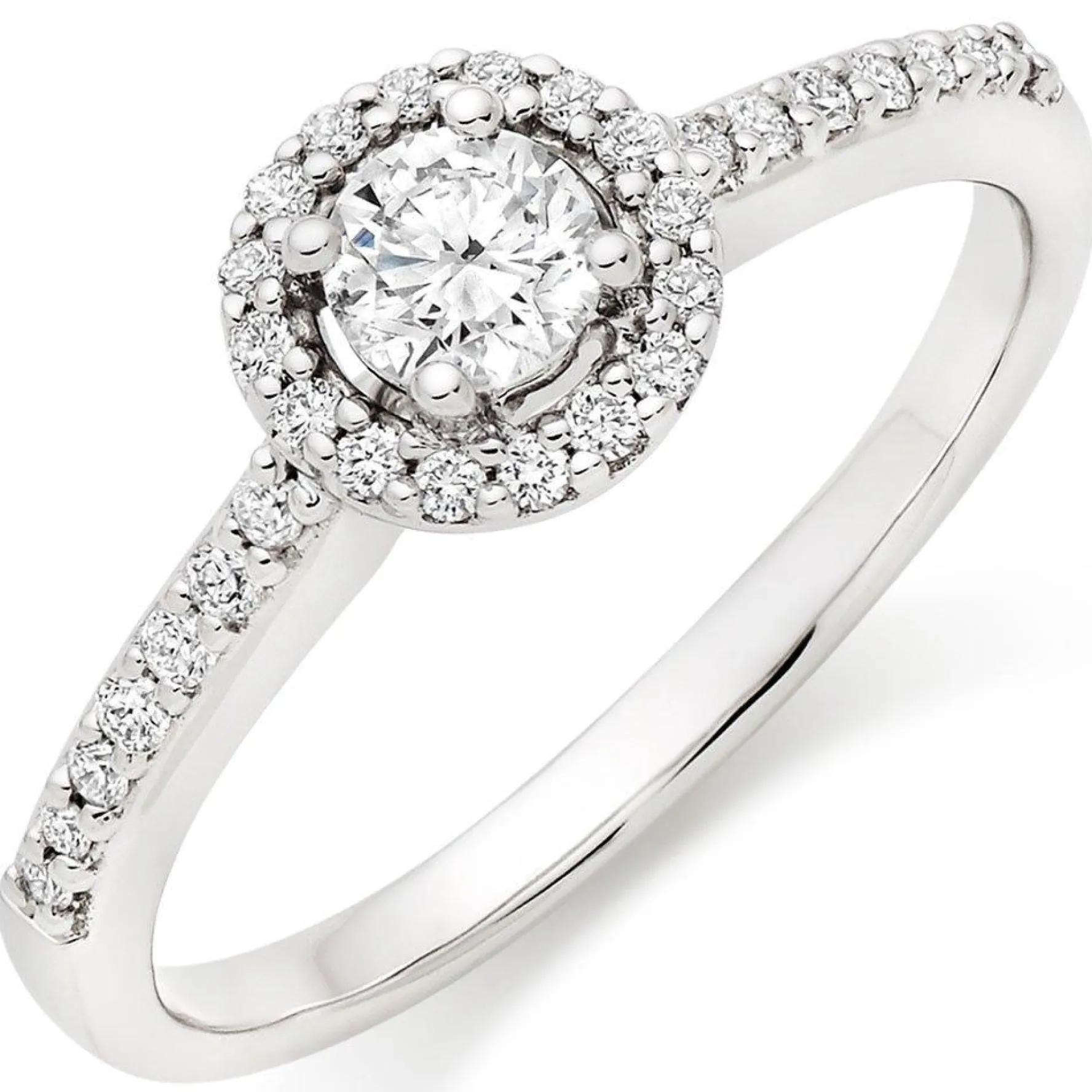 Beaverbrooks 18ct White Gold Diamond Halo Ring