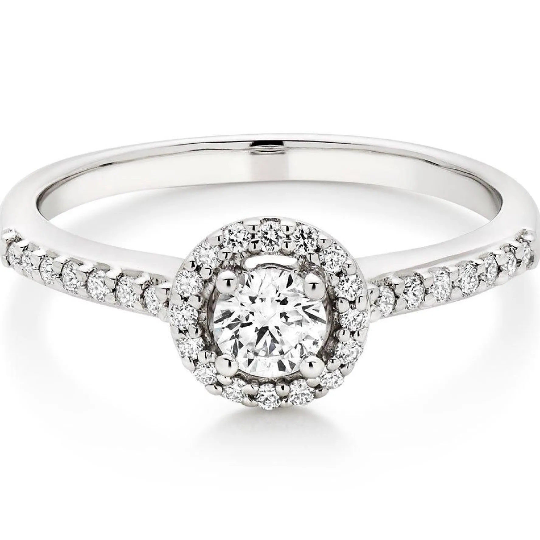 Beaverbrooks 18ct White Gold Diamond Halo Ring