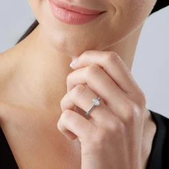 Beaverbrooks 18ct White Gold Diamond Oval Cut Halo Ring