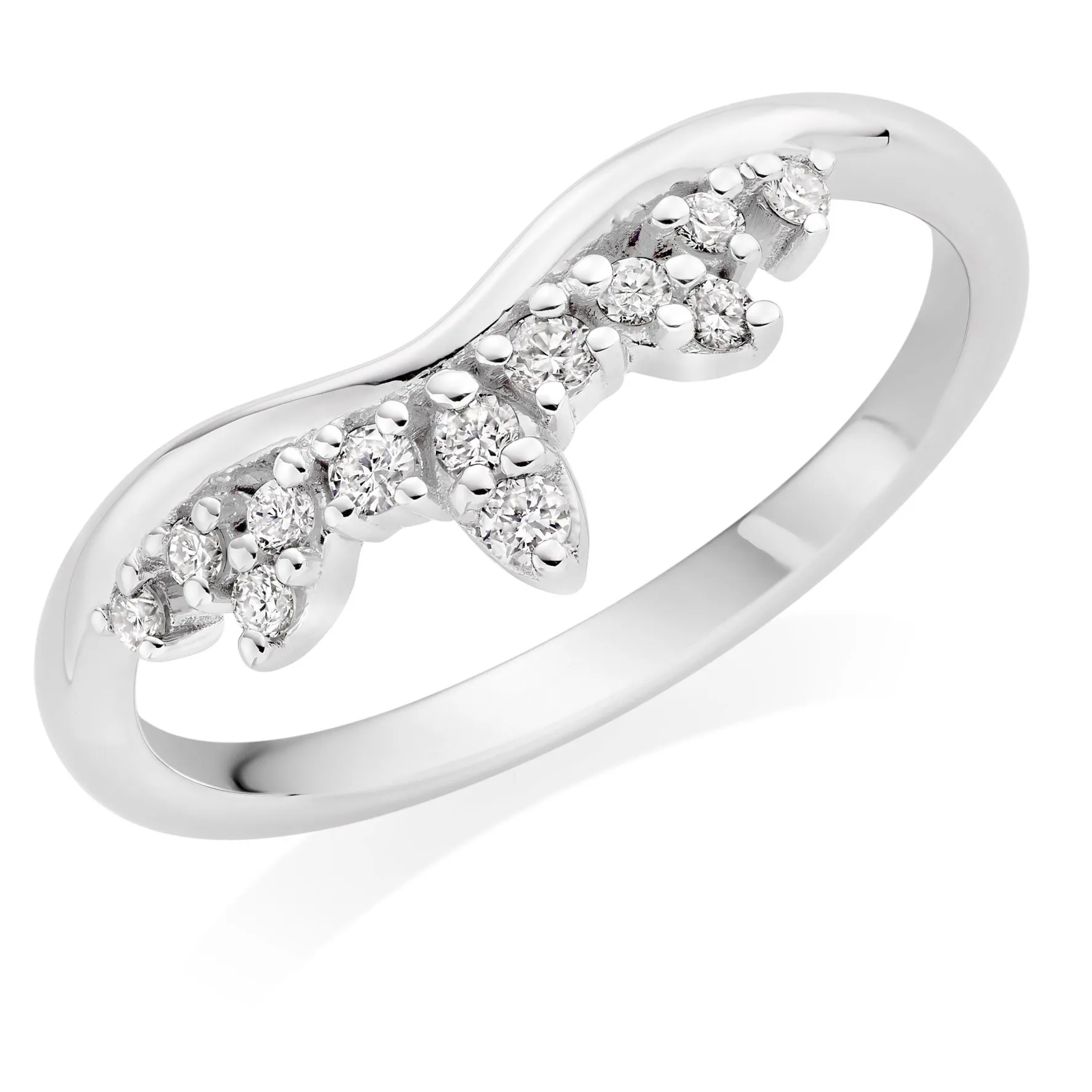 Beaverbrooks 9ct White Gold Diamond Shaped Wedding Ring