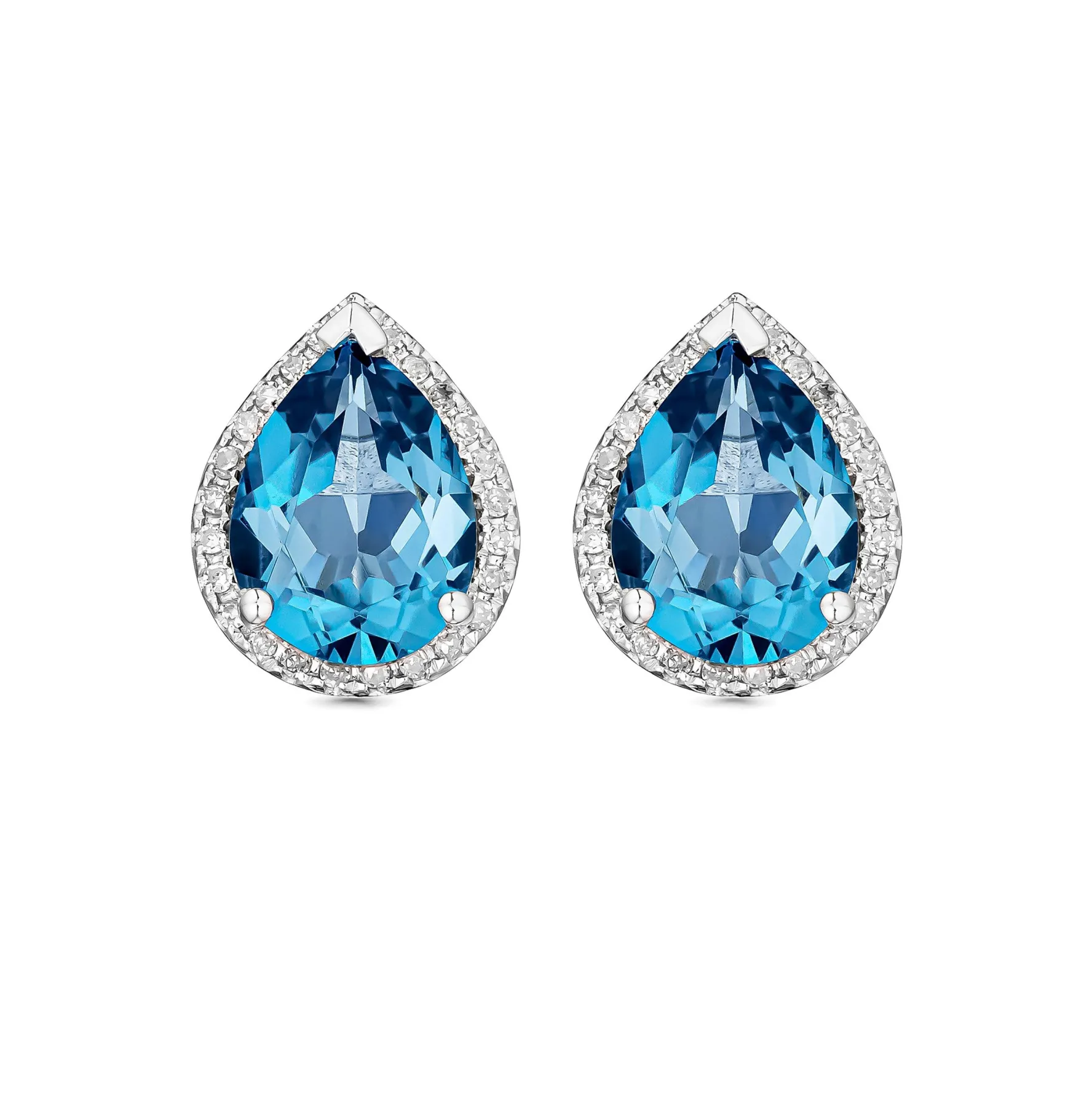 Beaverbrooks 9ct White Gold Diamond Blue Topaz Stud Earrings