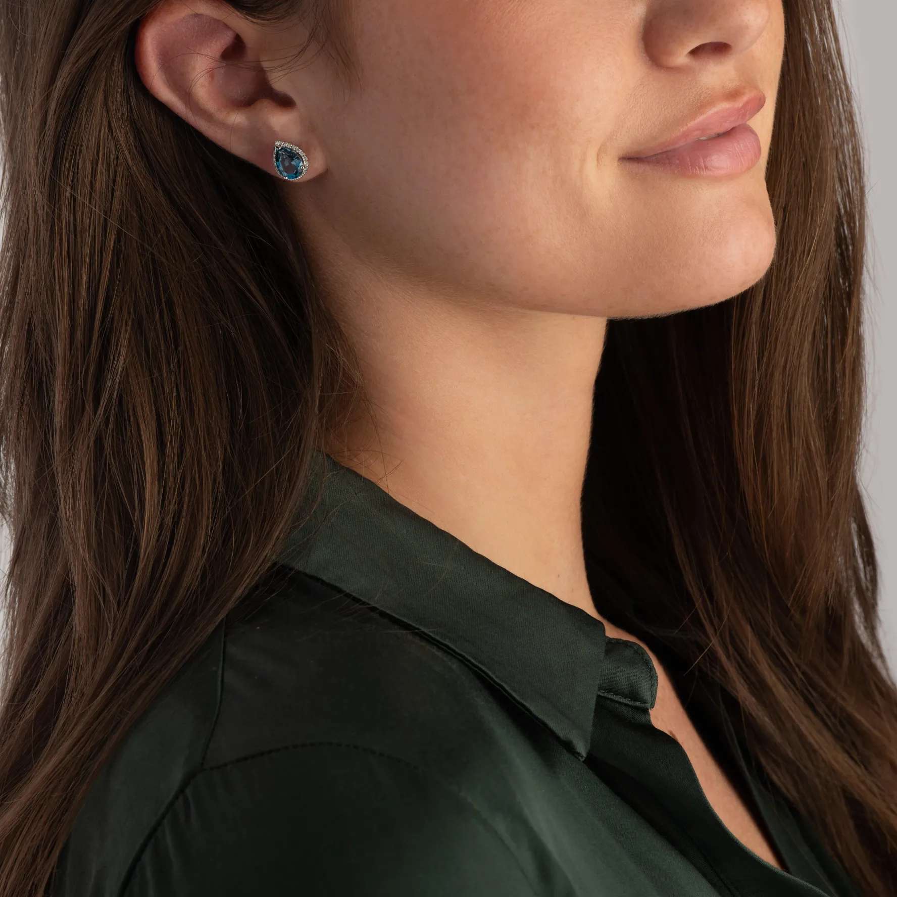 Beaverbrooks 9ct White Gold Diamond Blue Topaz Stud Earrings