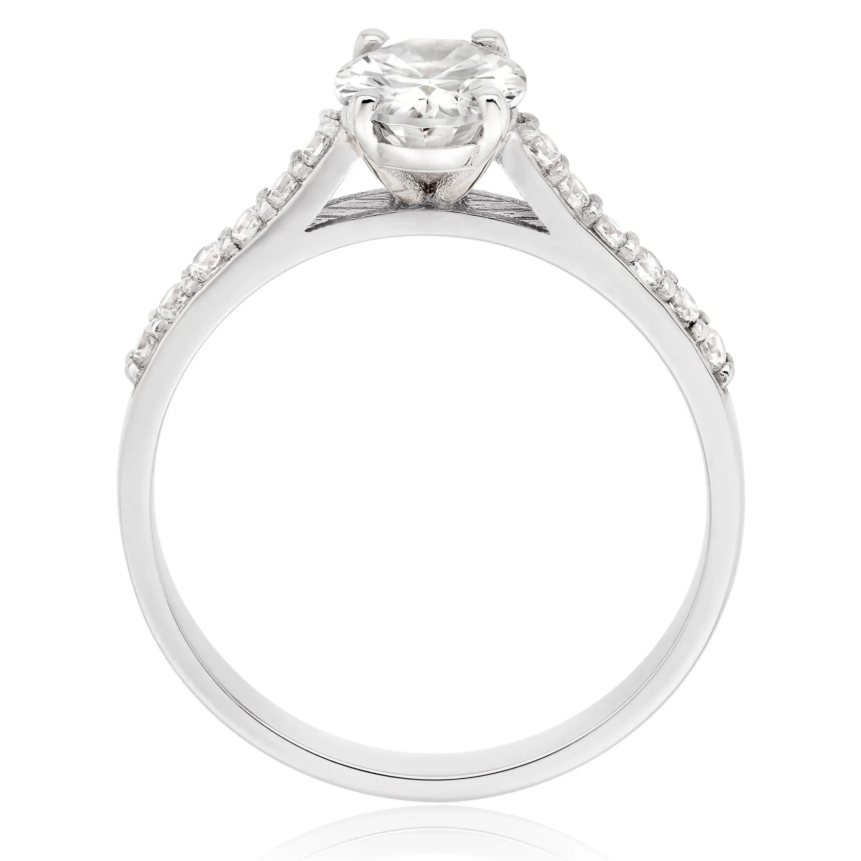 Beaverbrooks 9ct White Gold Oval Cut Cubic Zirconia Solitaire Ring