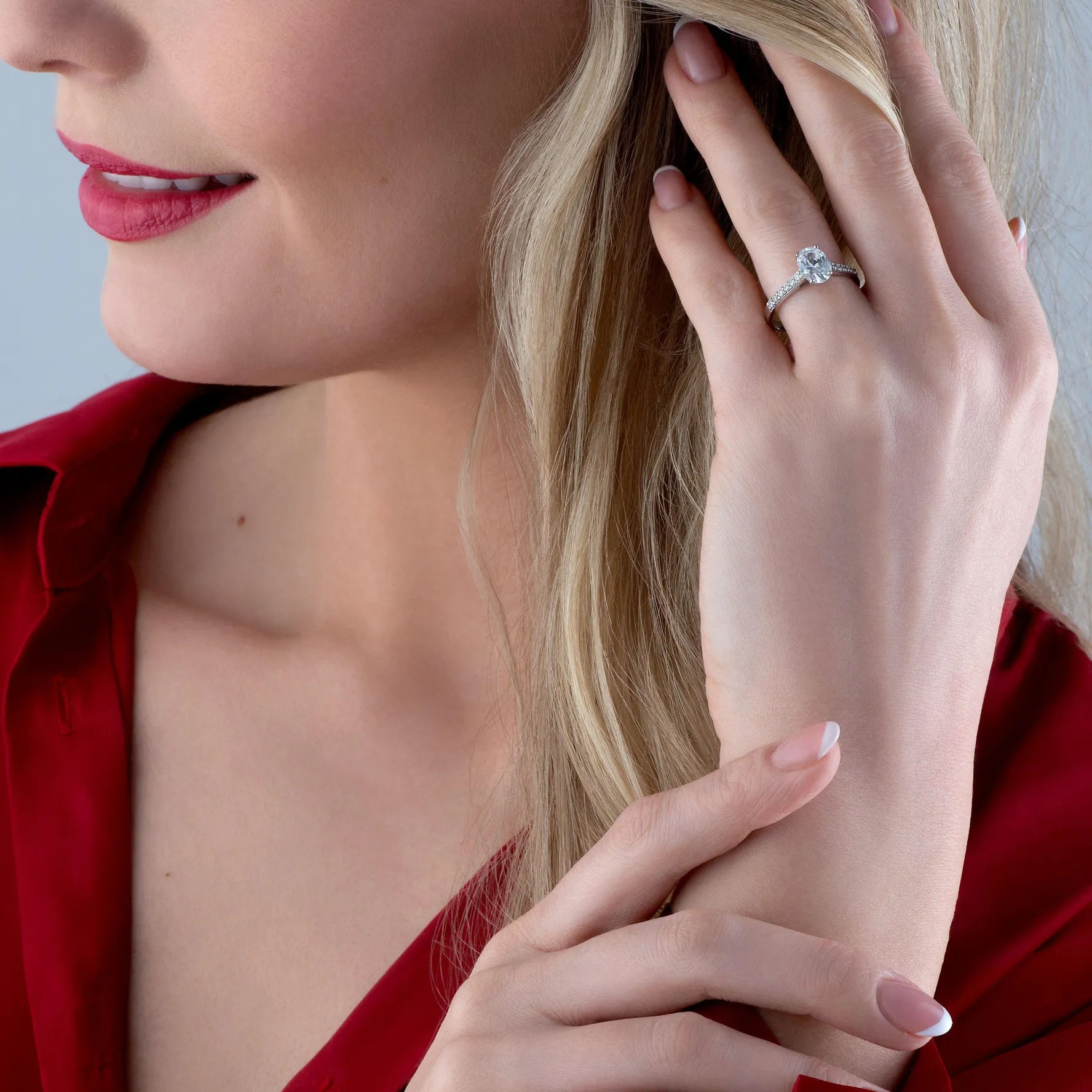 Beaverbrooks 9ct White Gold Oval Cut Cubic Zirconia Solitaire Ring