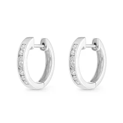 Beaverbrooks 9ct White Gold Diamond Hoop Earrings