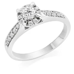 Beaverbrooks 9ct White Gold Diamond Halo Ring