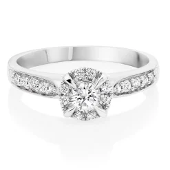 Beaverbrooks 9ct White Gold Diamond Halo Ring