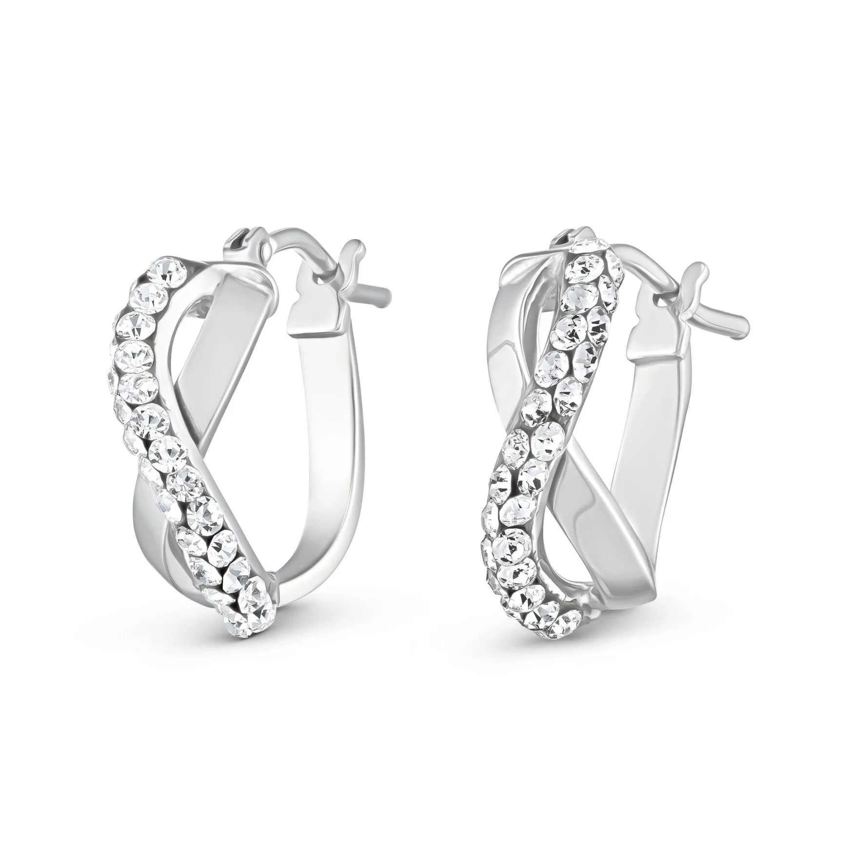 Beaverbrooks 9ct White Gold Crystal Hoop Earrings