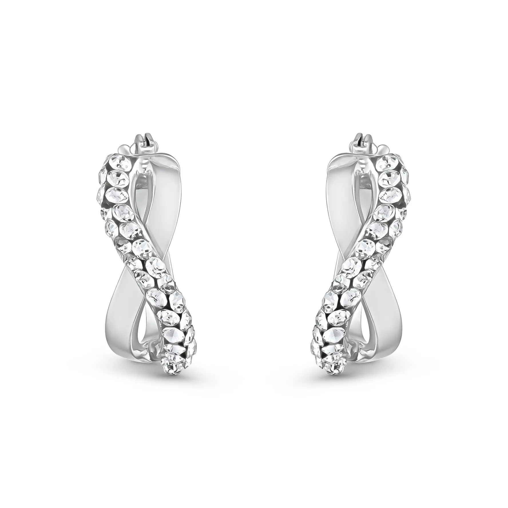 Beaverbrooks 9ct White Gold Crystal Hoop Earrings