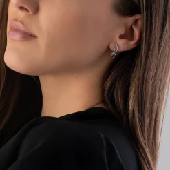 Beaverbrooks 9ct White Gold Diamond Sapphire Drop Earrings