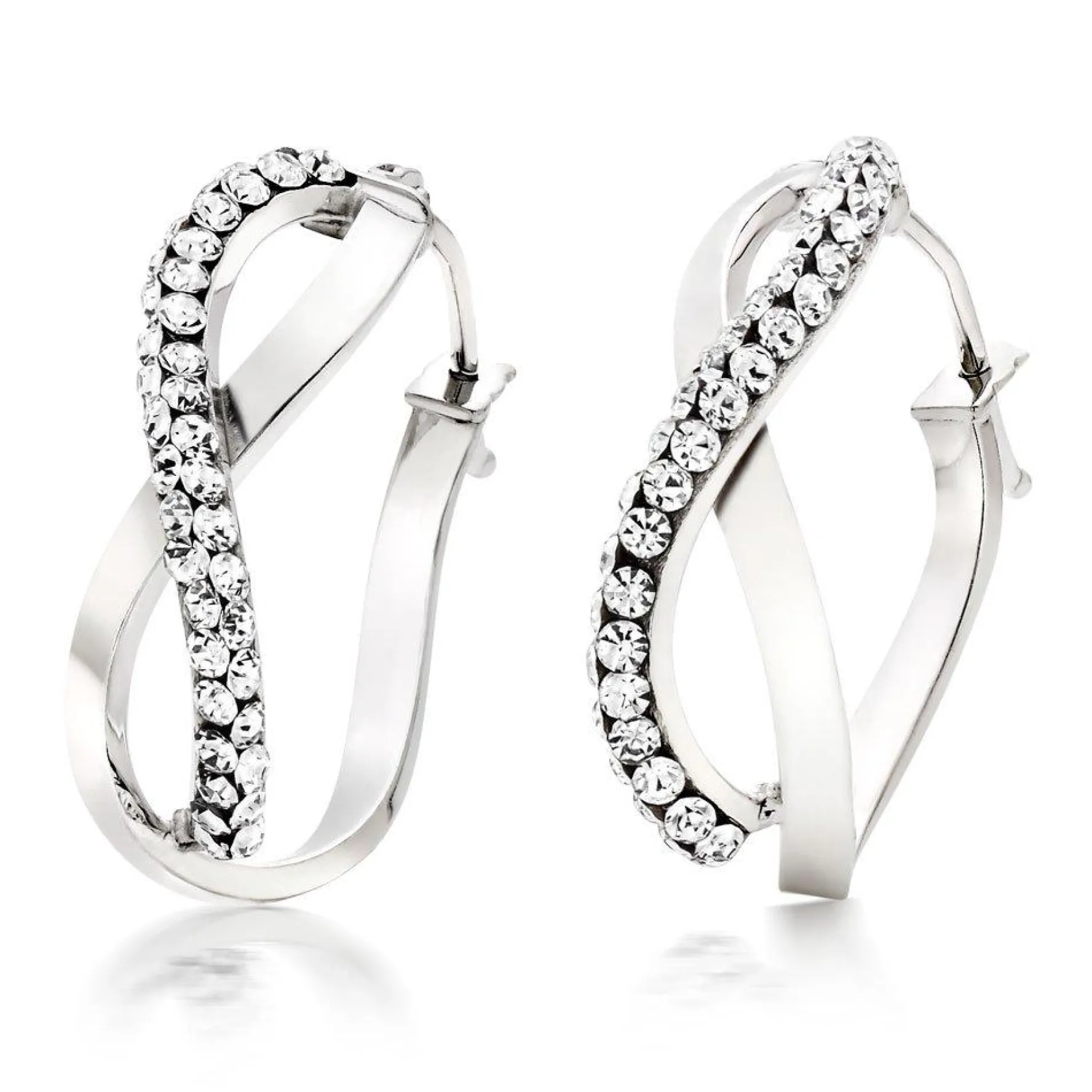 Beaverbrooks 9ct White Gold Crystal Hoop Earrings