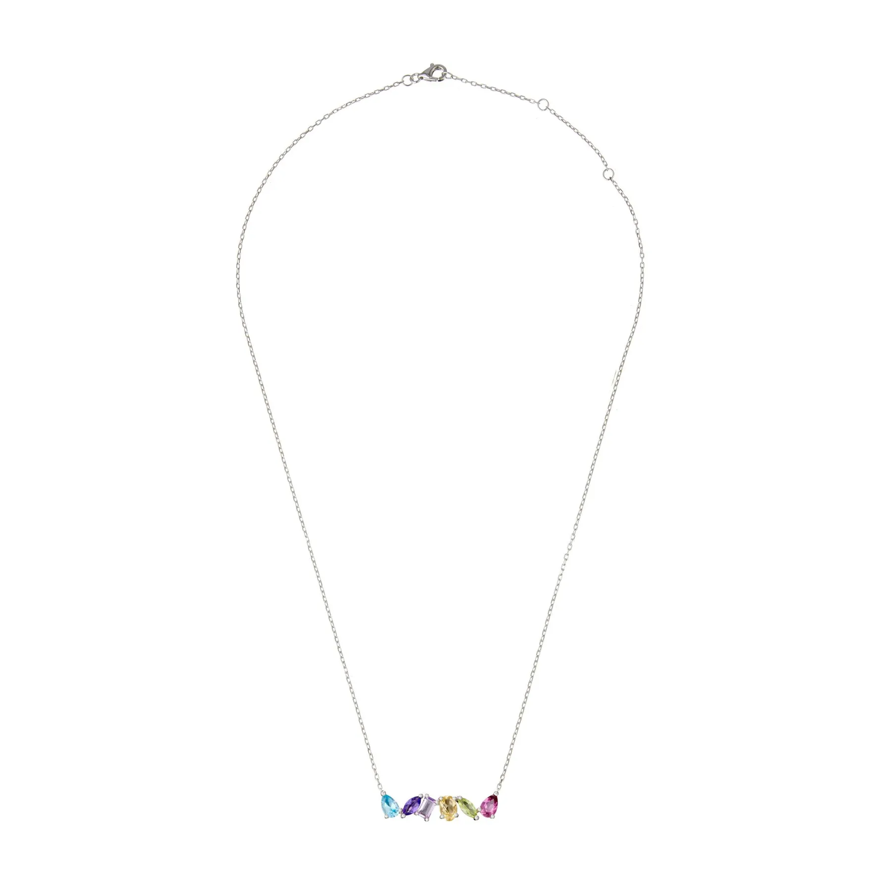 Beaverbrooks 9ct White Gold Multi Coloured Necklace