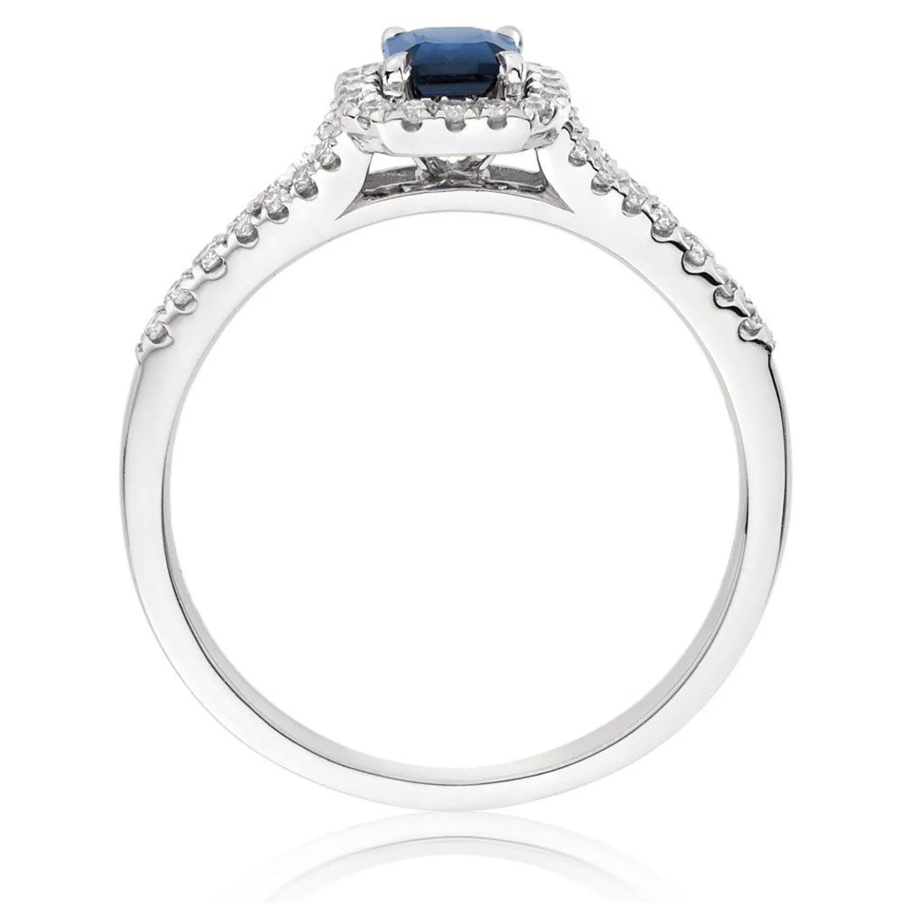 Beaverbrooks 18ct White Gold Diamond Sapphire Halo Engagement Ring