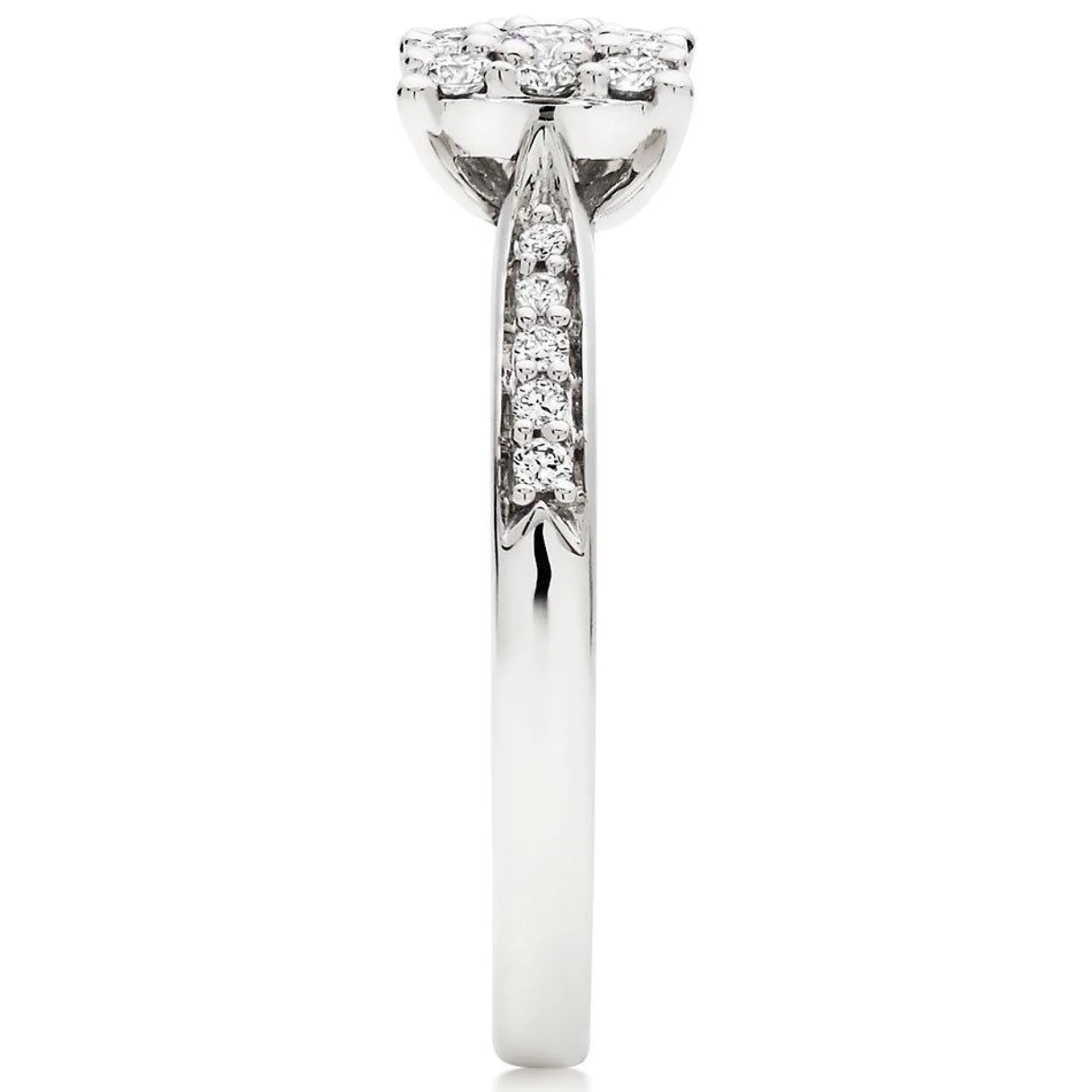 Beaverbrooks 18ct White Gold Diamond Cluster Engagement Ring