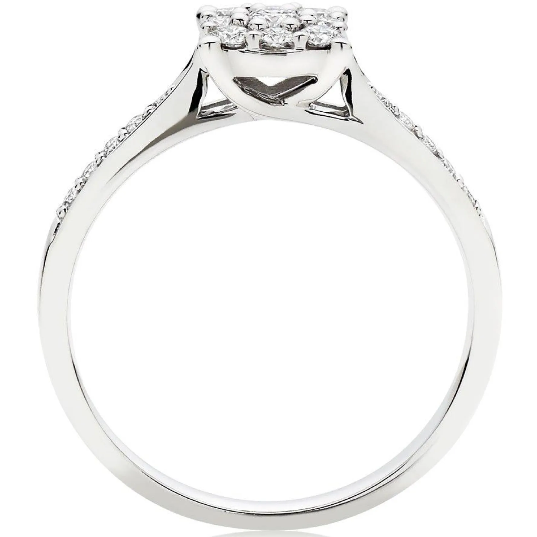 Beaverbrooks 18ct White Gold Diamond Cluster Engagement Ring