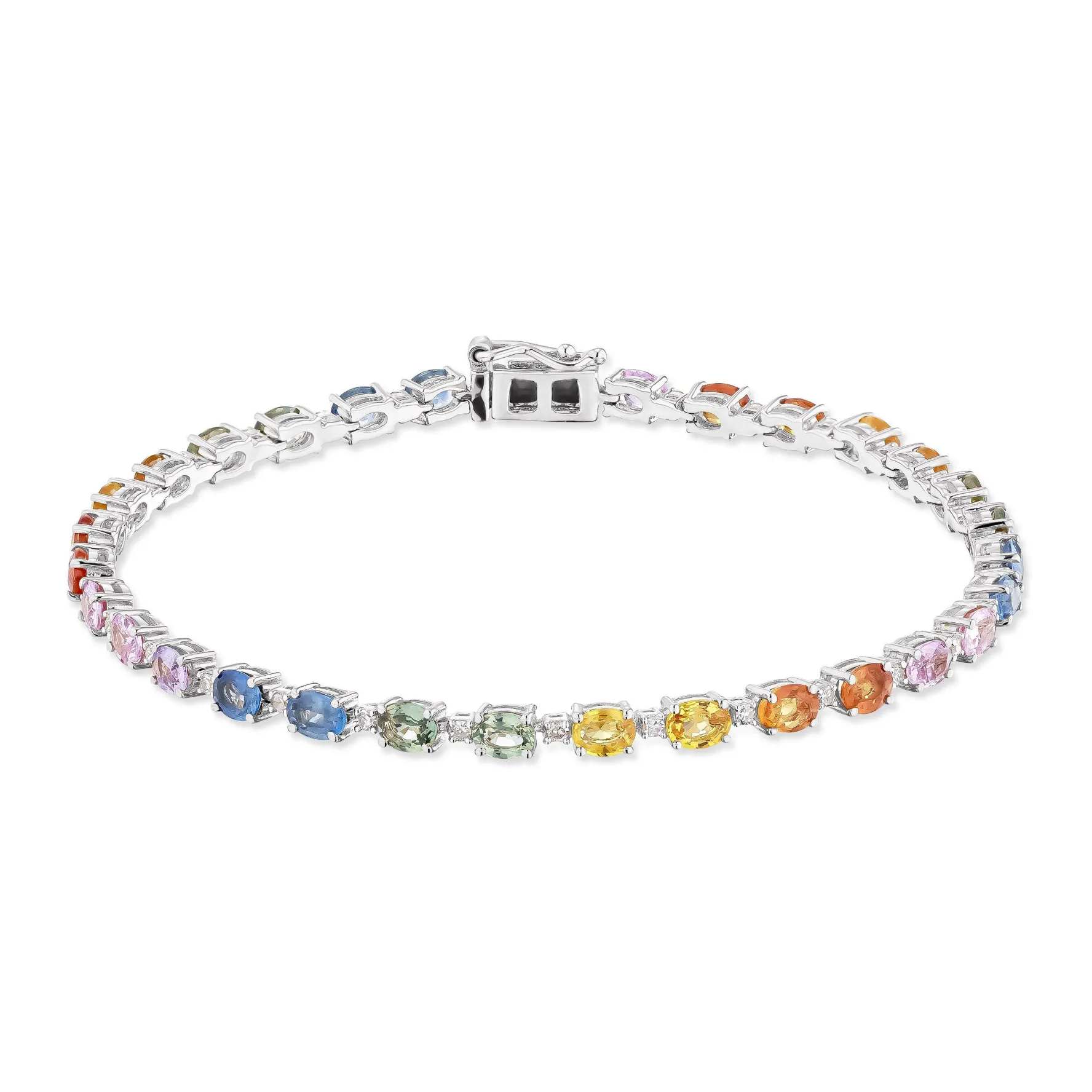 Beaverbrooks 9ct White Gold Diamond Sapphire Bracelet