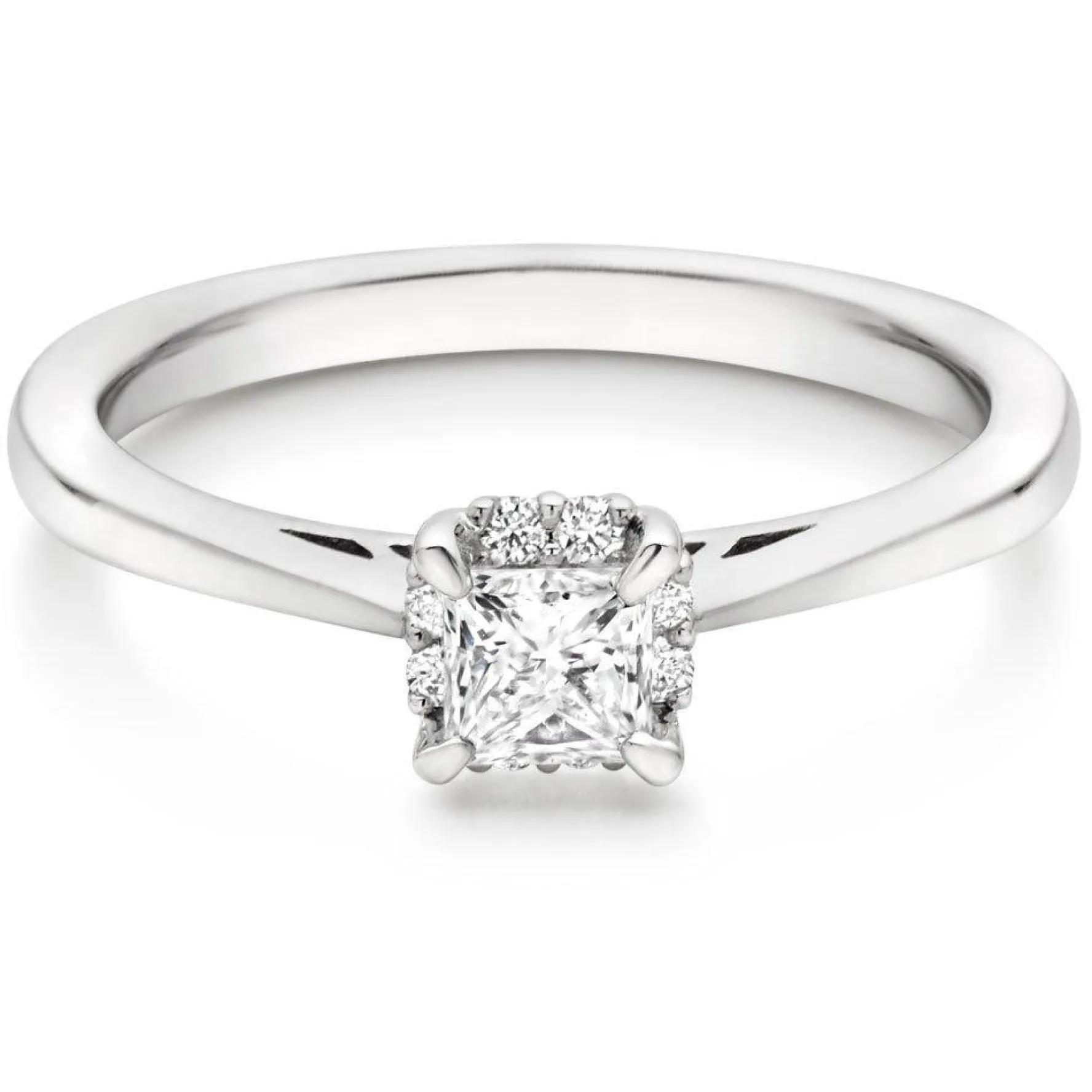 Beaverbrooks 18ct White Gold Diamond Princess Cut Halo Ring