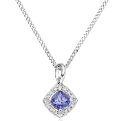 Beaverbrooks 9ct White Gold Diamond Tanzanite Pendant