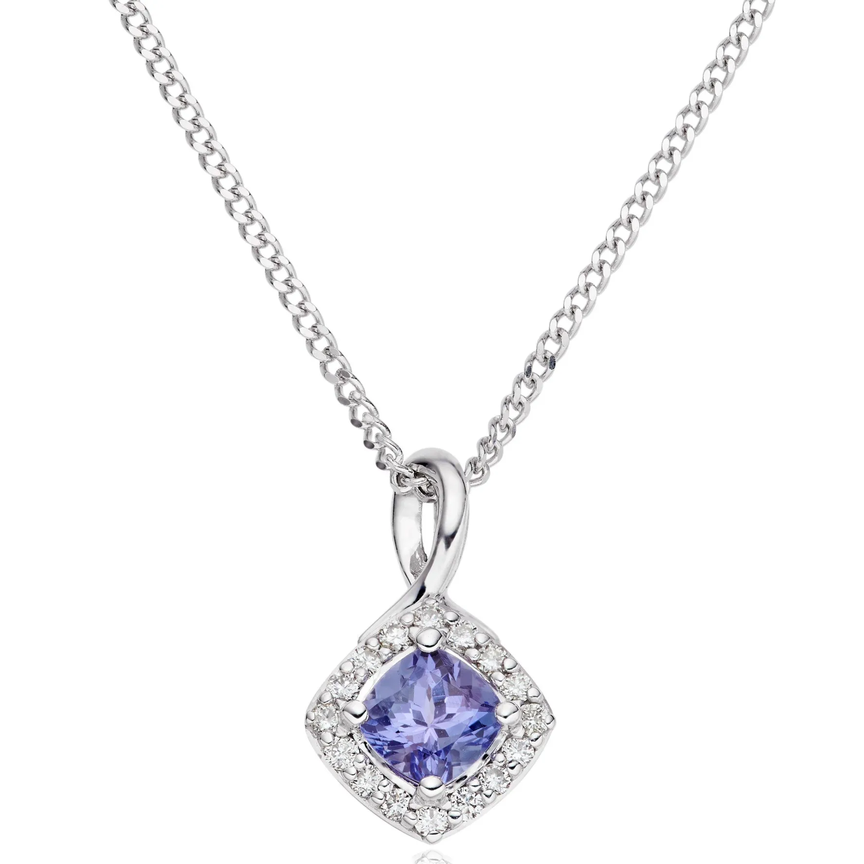Beaverbrooks 9ct White Gold Diamond Tanzanite Pendant