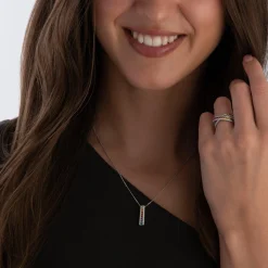 Beaverbrooks 18ct White Gold Diamond Sapphire Pendant