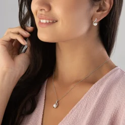 Beaverbrooks 9ct White Gold Diamond Freshwater Cultured Pearl Pendant
