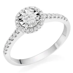 Beaverbrooks 9ct White Gold Diamond Halo Ring