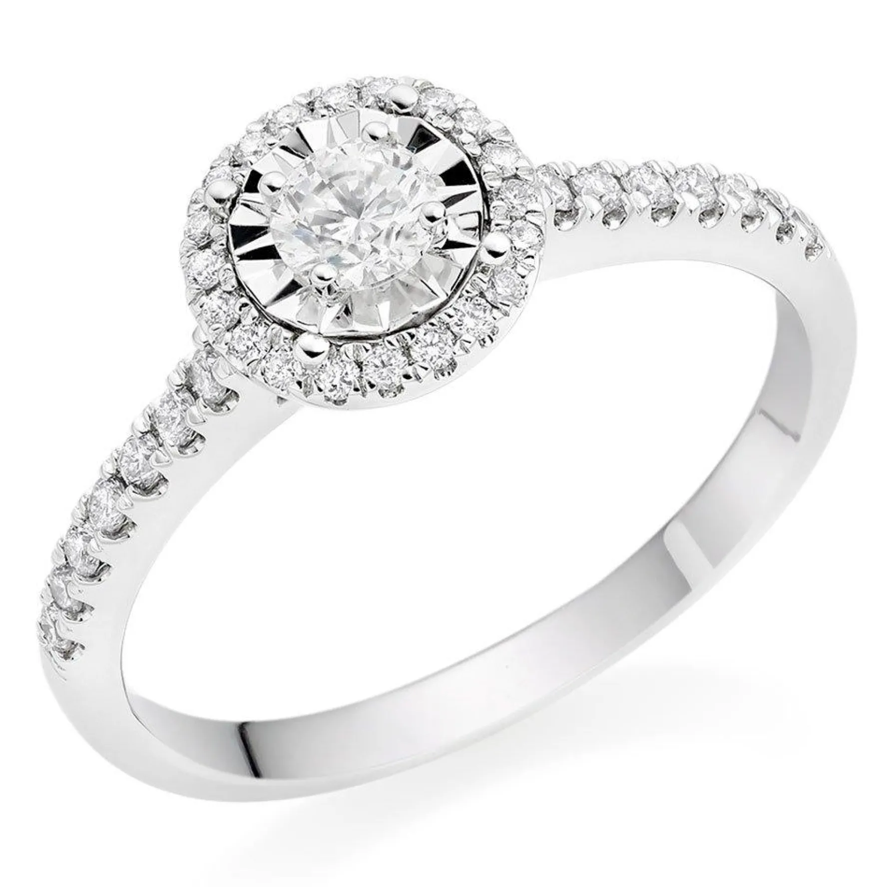 Beaverbrooks 9ct White Gold Diamond Halo Ring