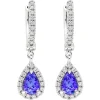 Beaverbrooks 18ct White Gold Diamond Tanzanite Pear Shaped Halo Drop Earrings