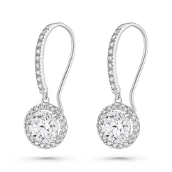 Beaverbrooks 9ct White Gold Cubic Zirconia Drop Earrings