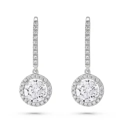 Beaverbrooks 9ct White Gold Cubic Zirconia Drop Earrings