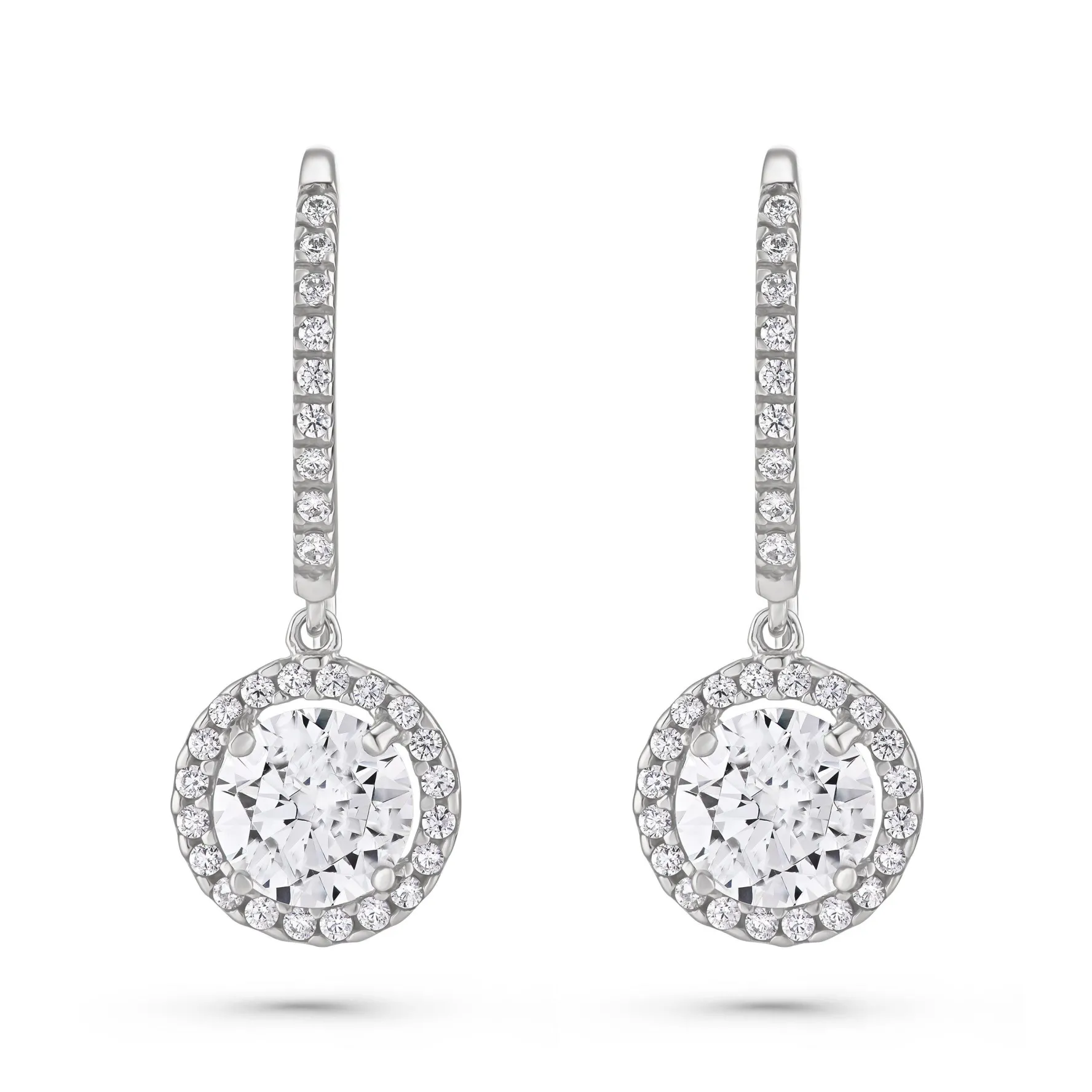 Beaverbrooks 9ct White Gold Cubic Zirconia Drop Earrings