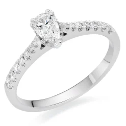Beaverbrooks 18ct White Gold Diamond Pear Shaped Solitaire Ring
