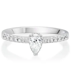 Beaverbrooks 18ct White Gold Diamond Pear Shaped Solitaire Ring