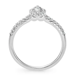 Beaverbrooks 18ct White Gold Marquise Cut Diamond Halo Ring