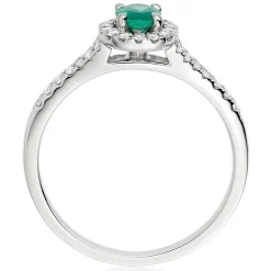 Beaverbrooks 18ct White Gold Diamond Emerald Halo Ring