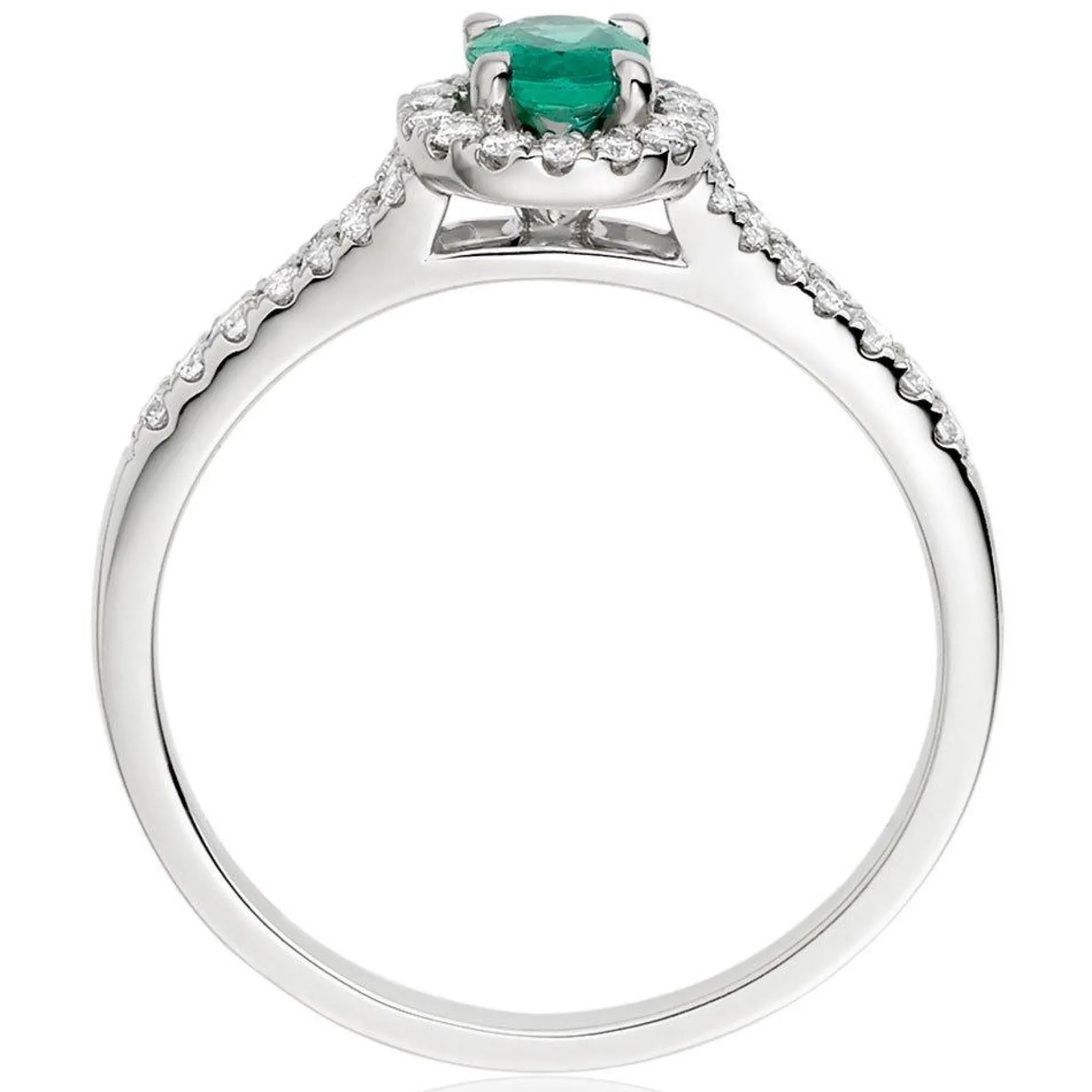 Beaverbrooks 18ct White Gold Diamond Emerald Halo Ring