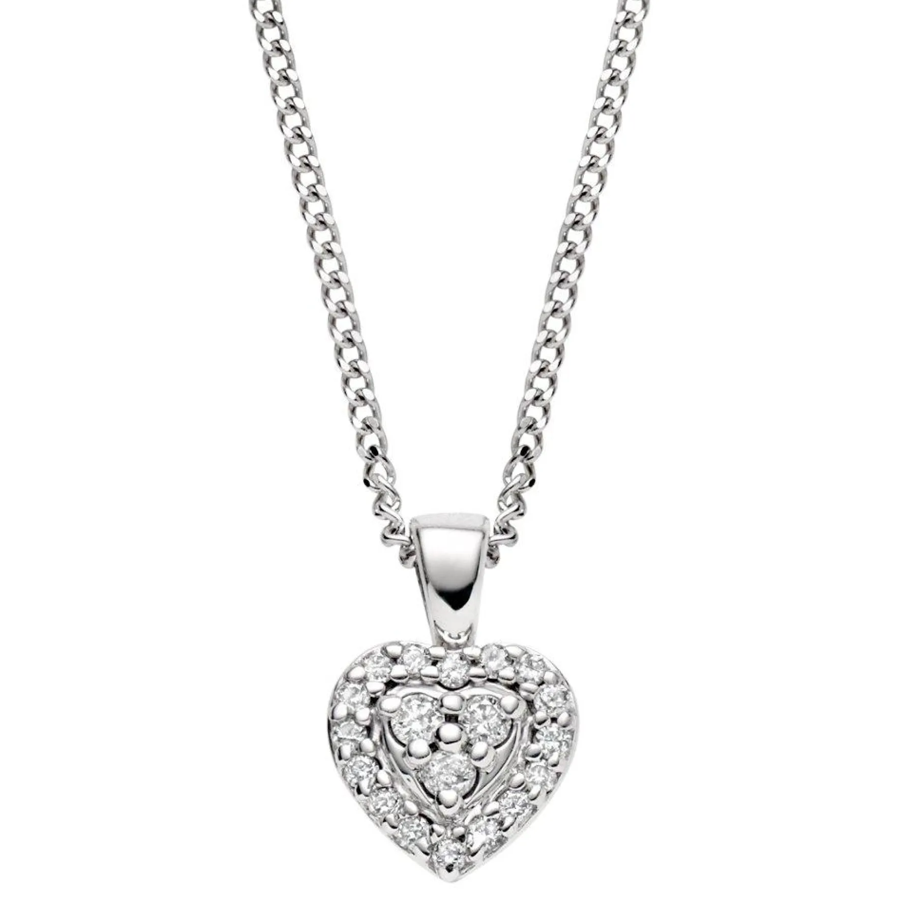 Beaverbrooks 9ct White Gold Diamond Heart Pendant