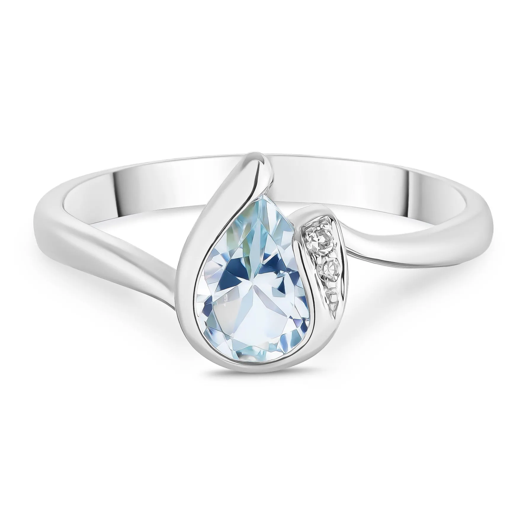 Beaverbrooks 9ct White Gold Diamond Aquamarine Ring