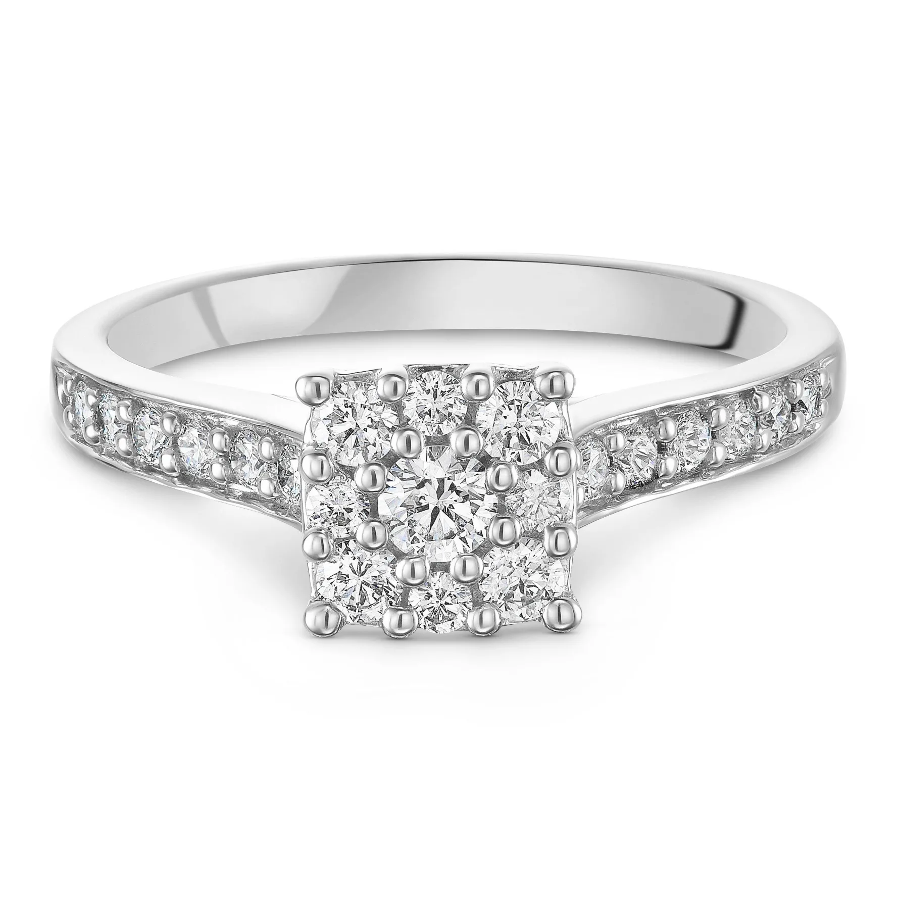 Beaverbrooks 9ct White Gold Diamond Cluster Engagement Ring