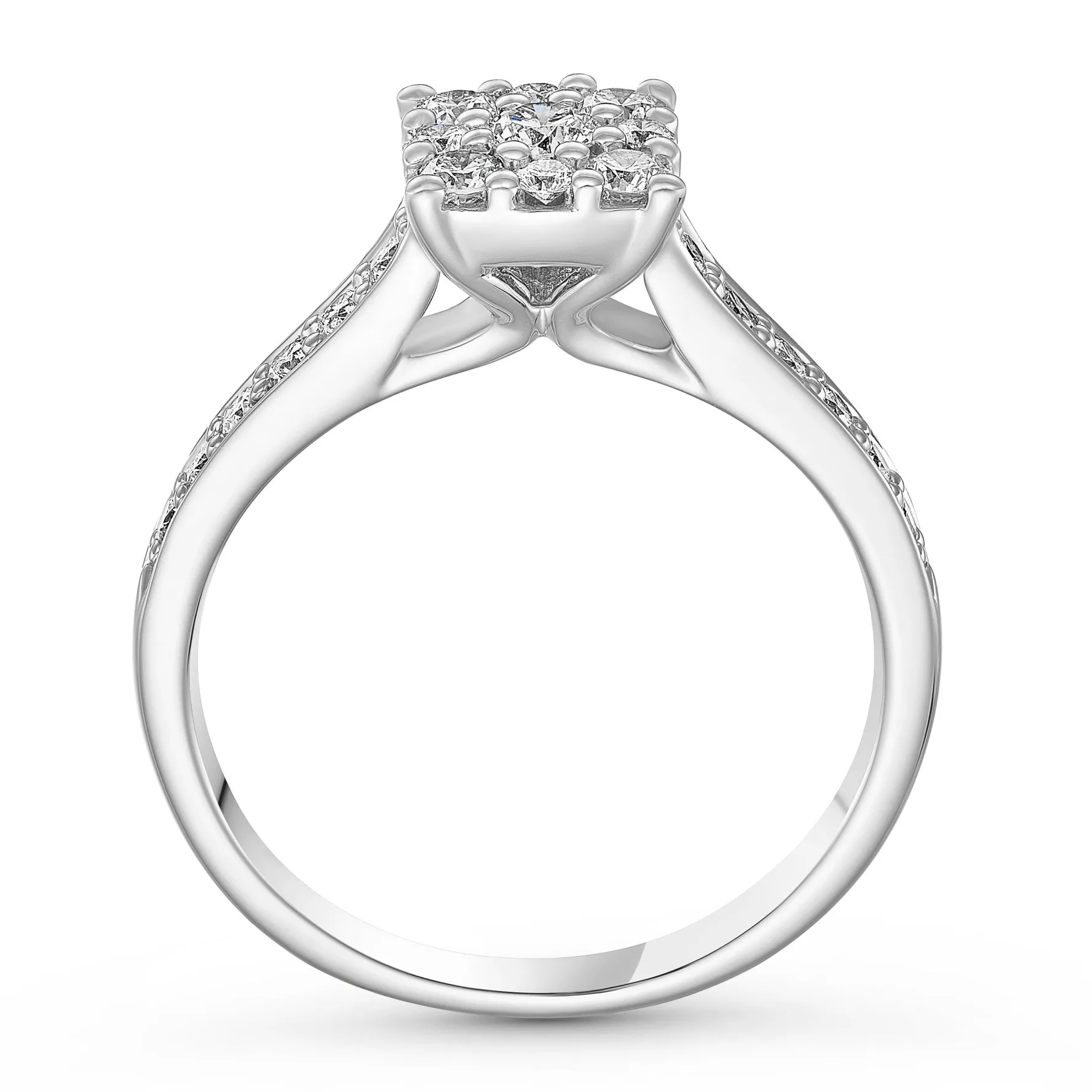 Beaverbrooks 9ct White Gold Diamond Cluster Engagement Ring