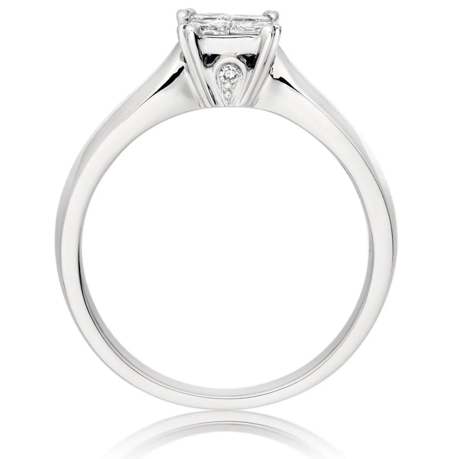 Beaverbrooks 18ct White Gold Diamond Princess Cut Cluster Engagement Ring