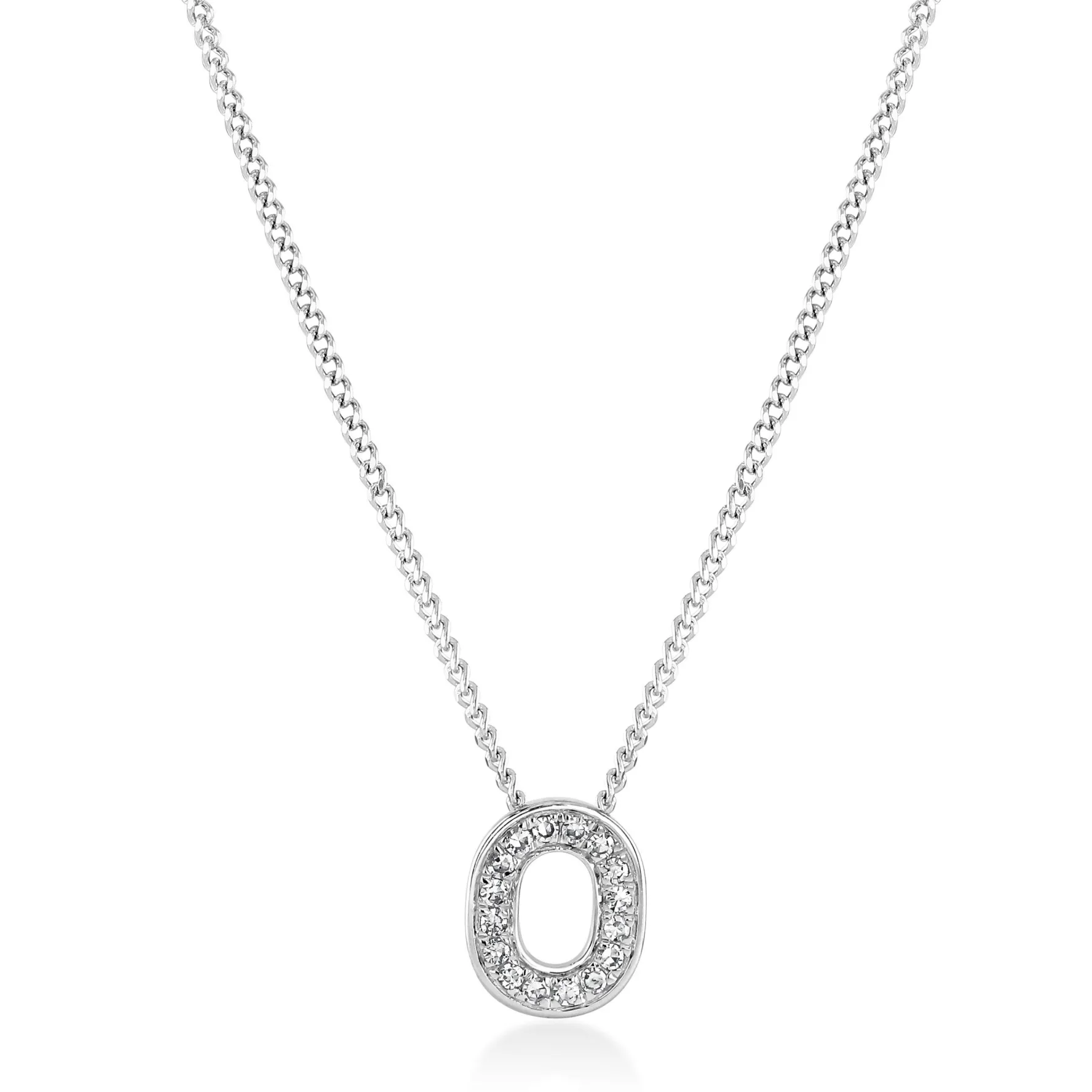 Beaverbrooks 9ct White Gold Diamond Initial O Pendant