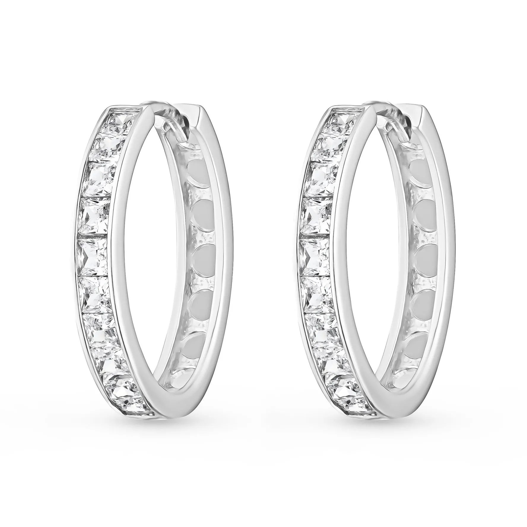 Beaverbrooks 9ct White Gold Cubic Zirconia Hoop Earrings