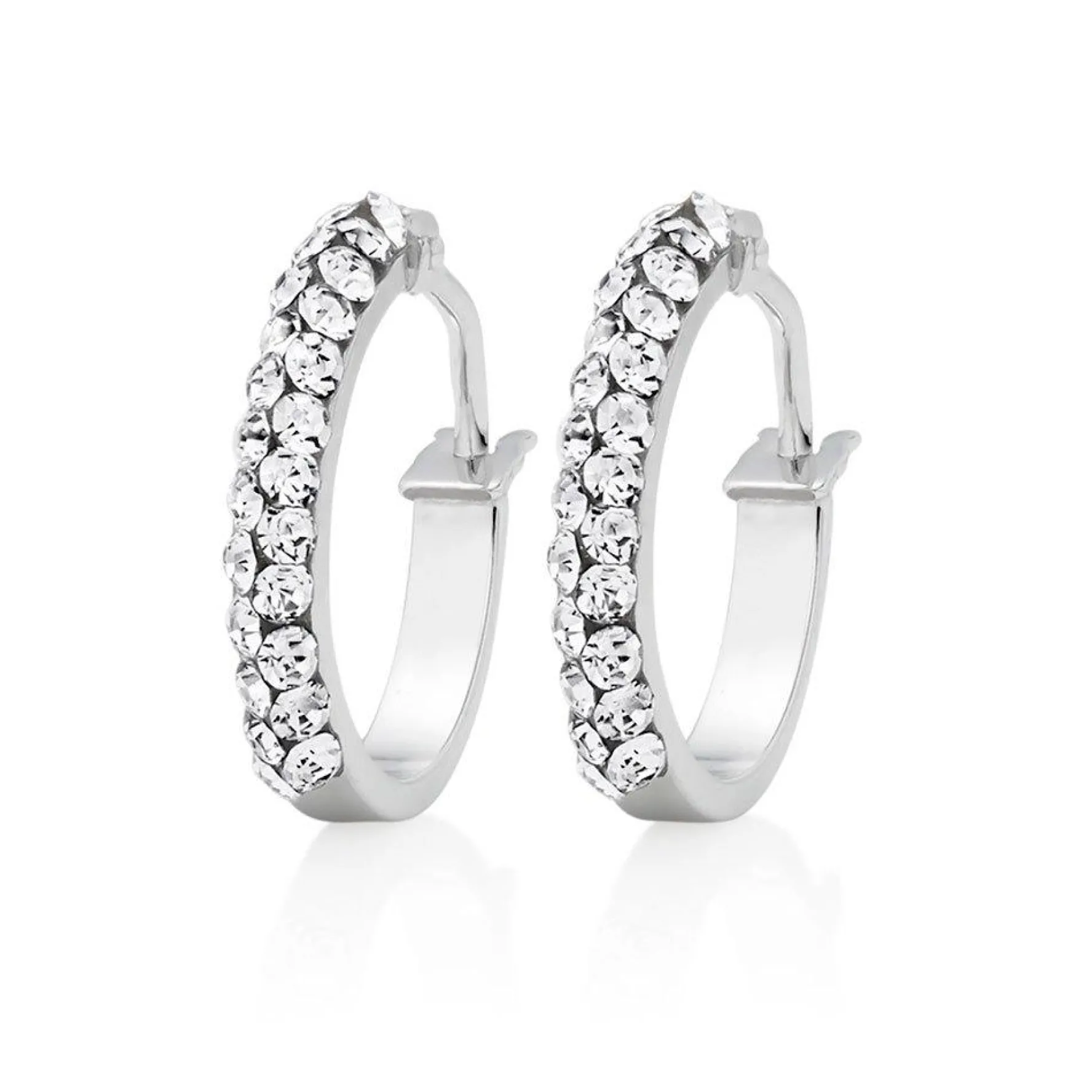 Beaverbrooks 9ct White Gold Crystal Hoop Earrings