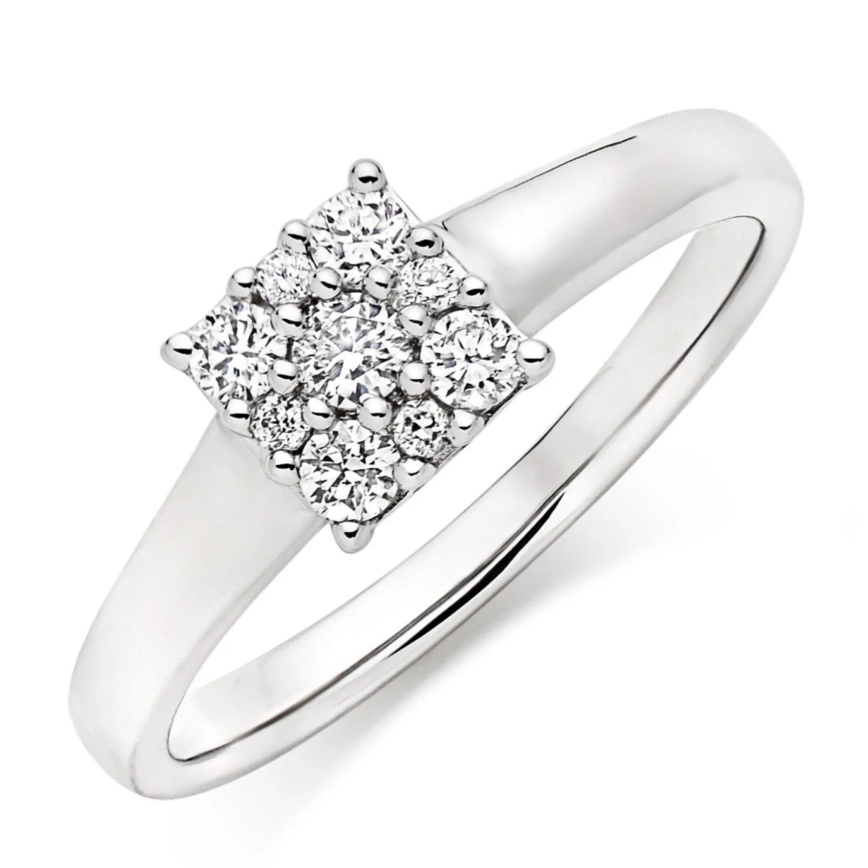 Beaverbrooks 9ct White Gold Diamond Cluster Engagement Ring