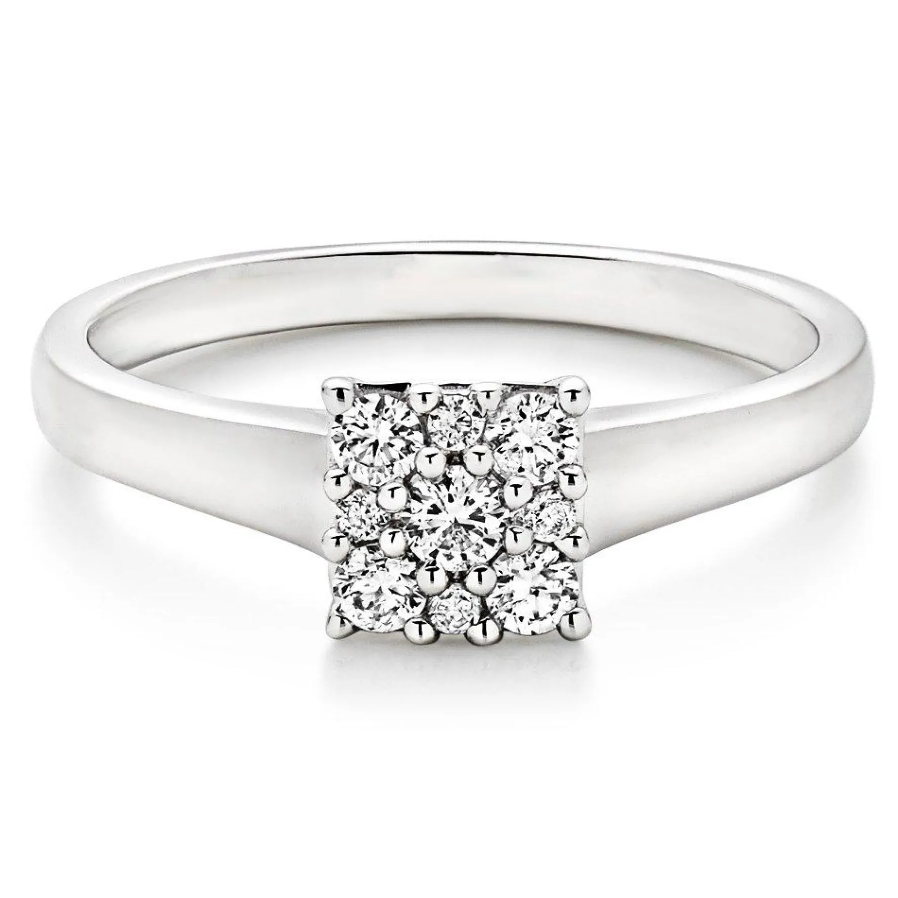 Beaverbrooks 9ct White Gold Diamond Cluster Engagement Ring