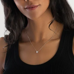 Beaverbrooks 9ct White Gold Diamond Initial N Pendant